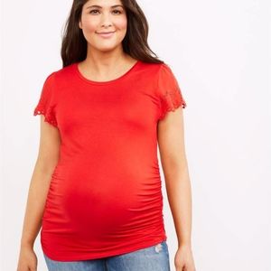 Motherhood Maternity Eyelet Flutter Sleeve Top XL